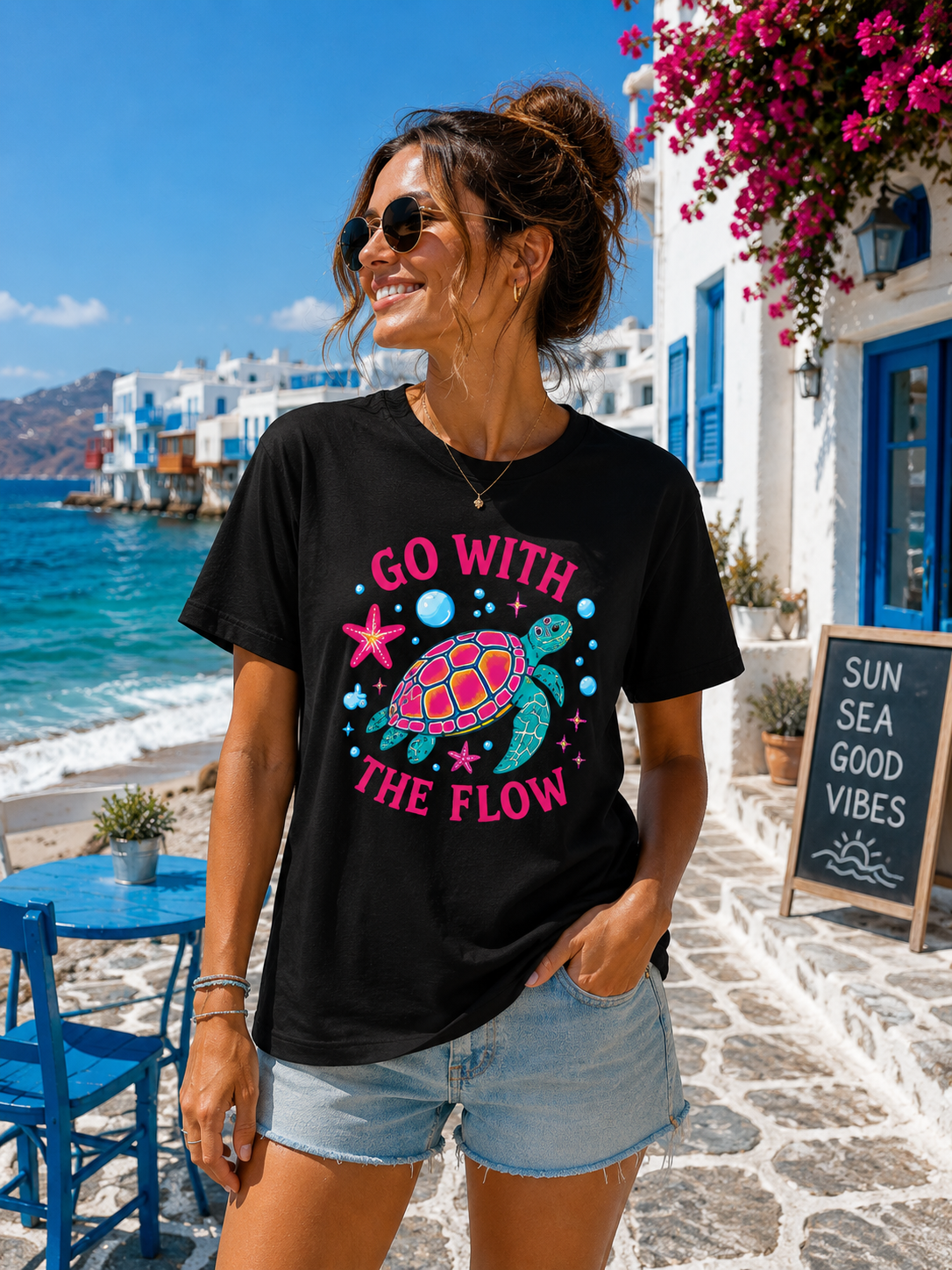 Go With the Flow Turtle Tee