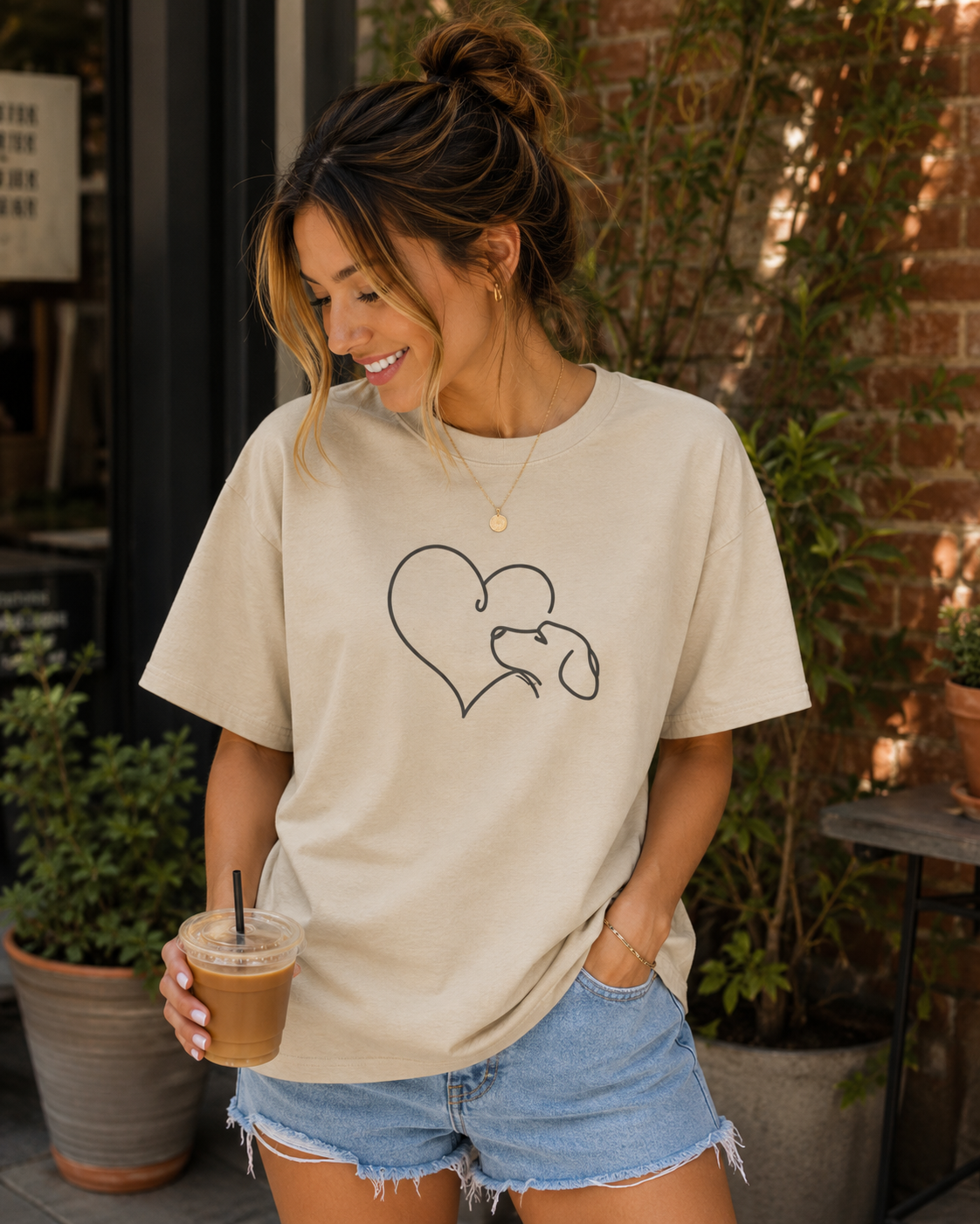 Heart & Dog Line Art Tee